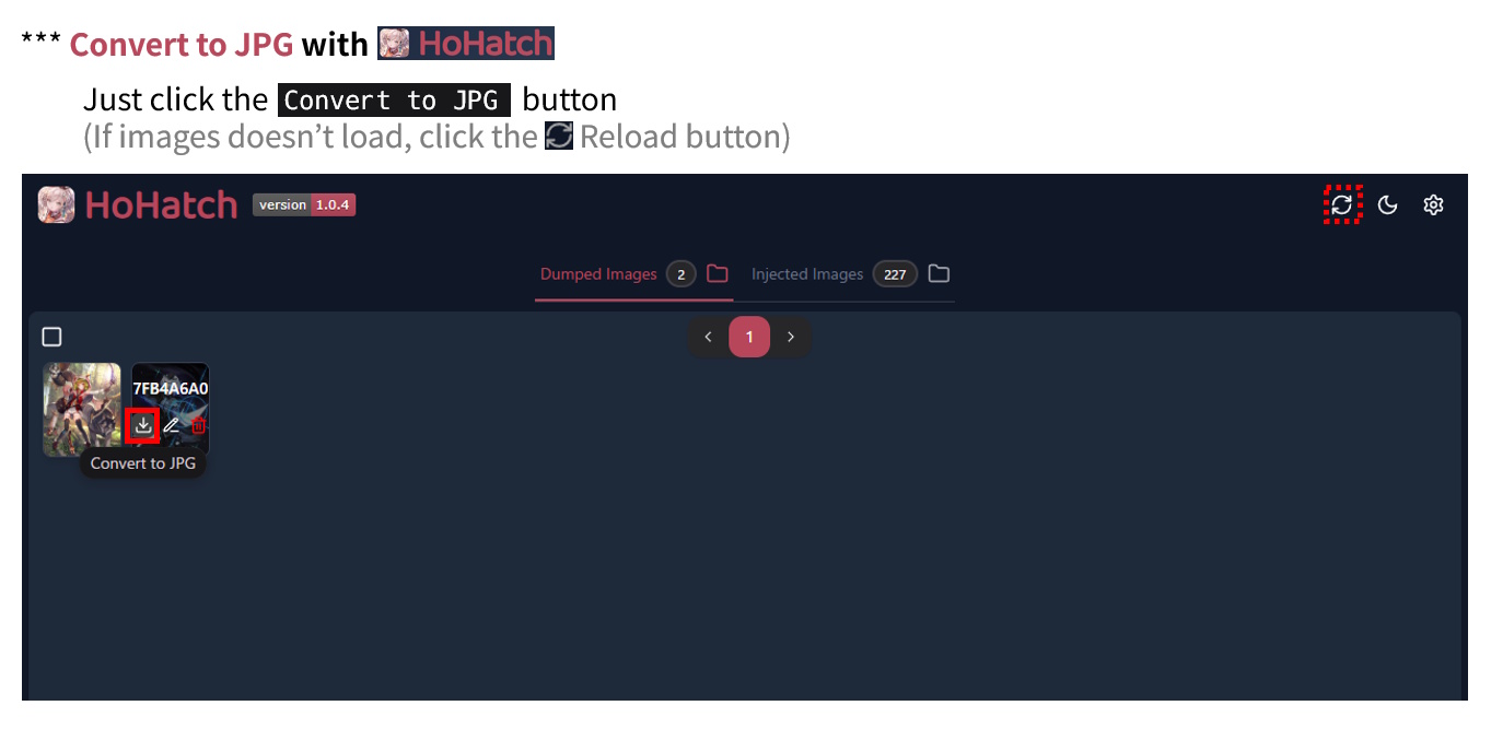 HoHatchでJPGに変換